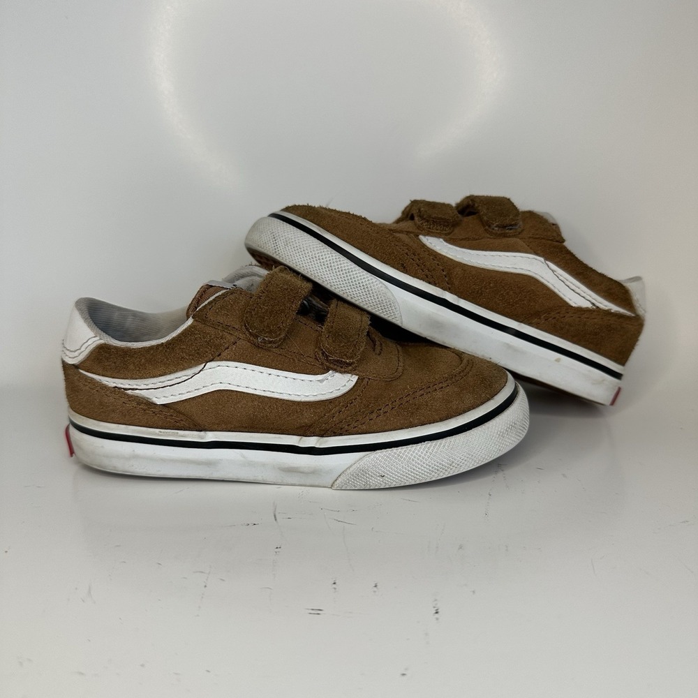 Vans Brooklyn Ls V Suede Chipmunk Brown Toddler Size 9 Shoes Hook And Loop